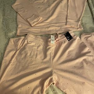 Ny&co dressy jog suit with stones size med top&bottom  new with tags soft pink